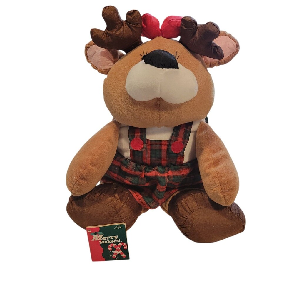 Merry Makers Girl Reindeer 1994 Gibson Greetings W Tag 15" Plush Stuffed Animal